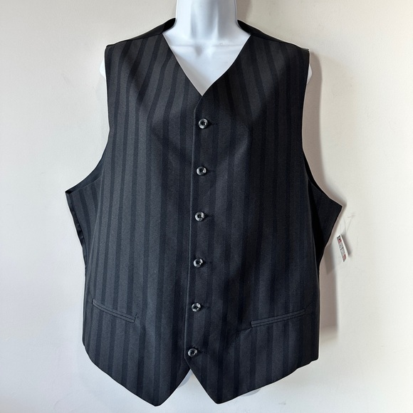 Vintage Black on Black Vertical Striped Button Down Vest - Picture 2 of 5
